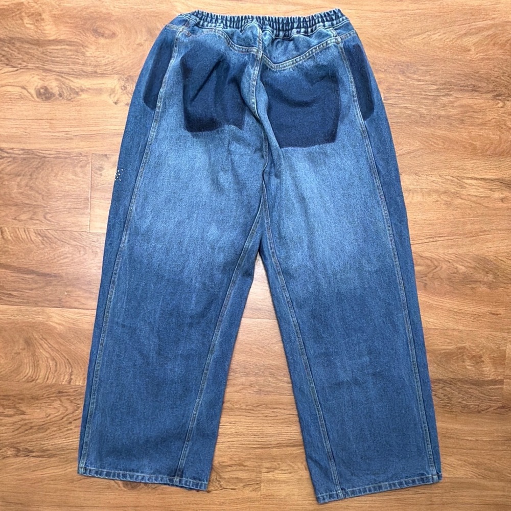 Sea New York Embellished Wide Leg Baggy Jeans Blue Medium Wash Women Size 10 - Picture 6 of 14